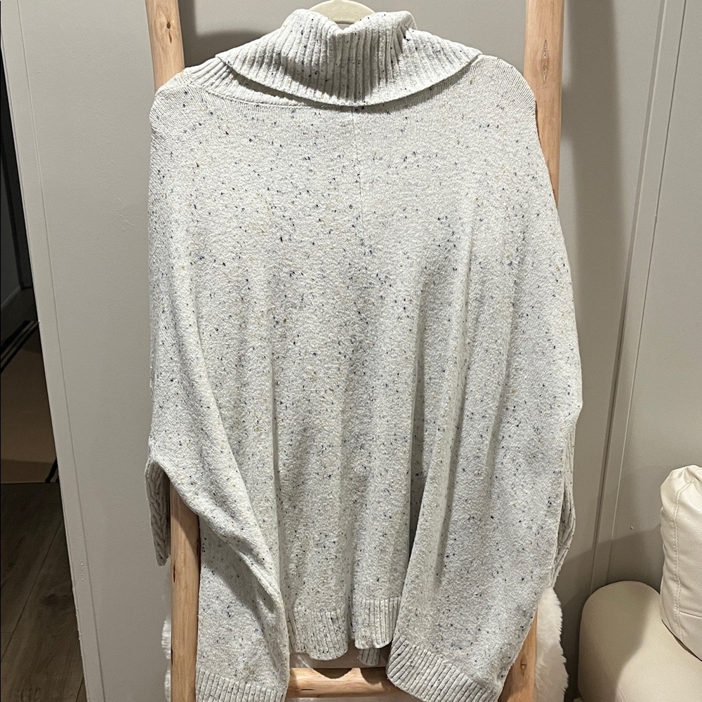 LOFT Cream Speckled Cowl Neck Sweater Tunic with Pockets - Picture 3 of 3
